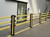black and yellow pedestrian barriers 