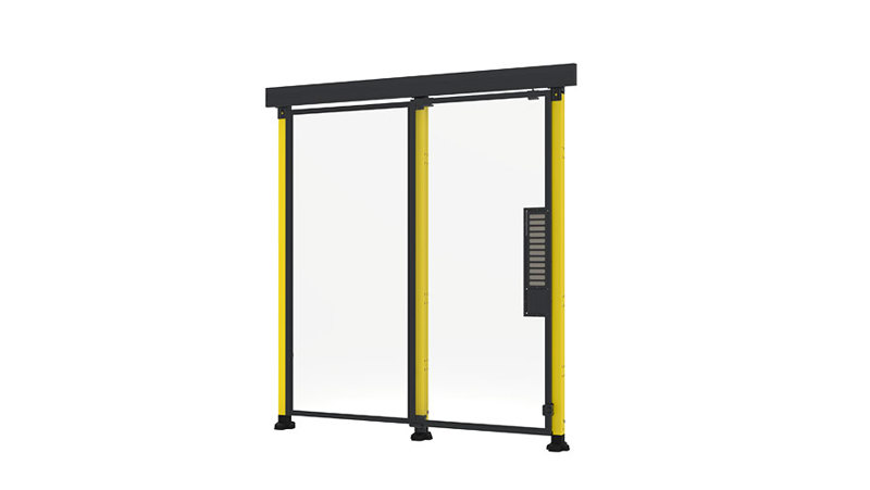 sliding door for machine guarding with plastic panels from Axelent
