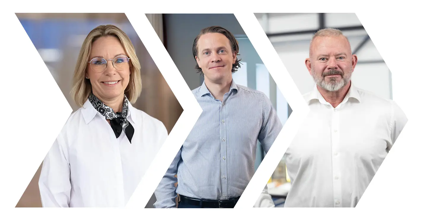 Cecilia Davidsson, HR-chef Axelent Group, Andreas Lanz, VD Axelent Solutions och Jesper Bundgaard, VD Axelent Engineering